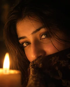 Close-Up Candlelight Eyes Prompt