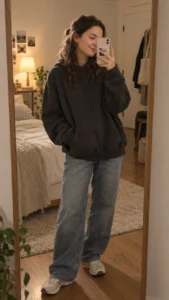 Cozy Hoodie Mirror Selfie Prompt for Girls
