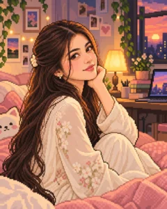 Cozy Room Pixel Art Portrait