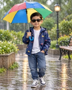 Cute Rainy Day Kids Portrait