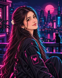 Cyberpunk Pixel Portrait