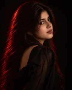 Dramatic Side Profile Red Light Portrait