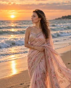 Elegant Beach Saree Prompt