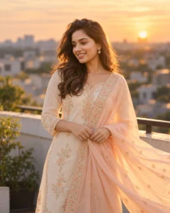 Elegant Salwar Suit Rooftop Prompt