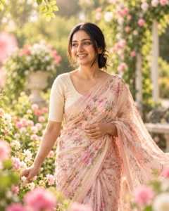 Flower Garden Blurry Saree Prompt