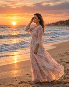 Golden Hour Beach Portrait Prompt