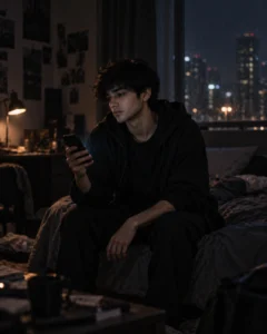 Lonely Bedroom Phone Glow Prompt