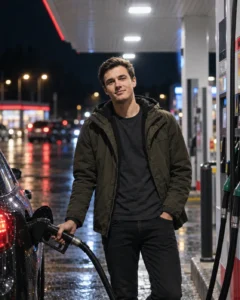 Night Petrol Pump AI Photo Editing Prompt