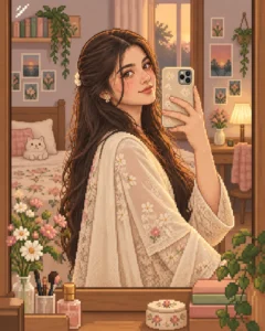 Pixel Art Mirror Selfie Prompt