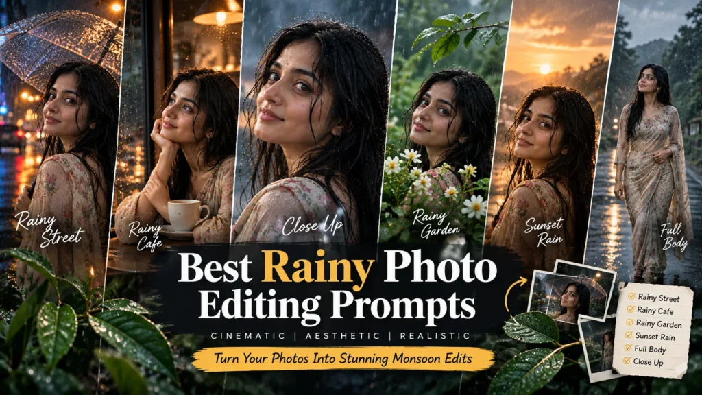 Rainy Atmosphere AI Photo Editing Prompts for Girls 2026