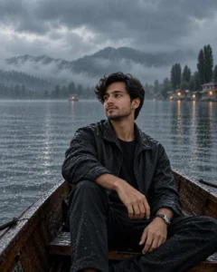 Rainy Boat Mood Photo Editing Prompt