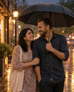 Rainy Evening Candid Couple Prompt