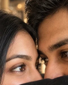 Romantic Couple Eyes Close-Up Prompt